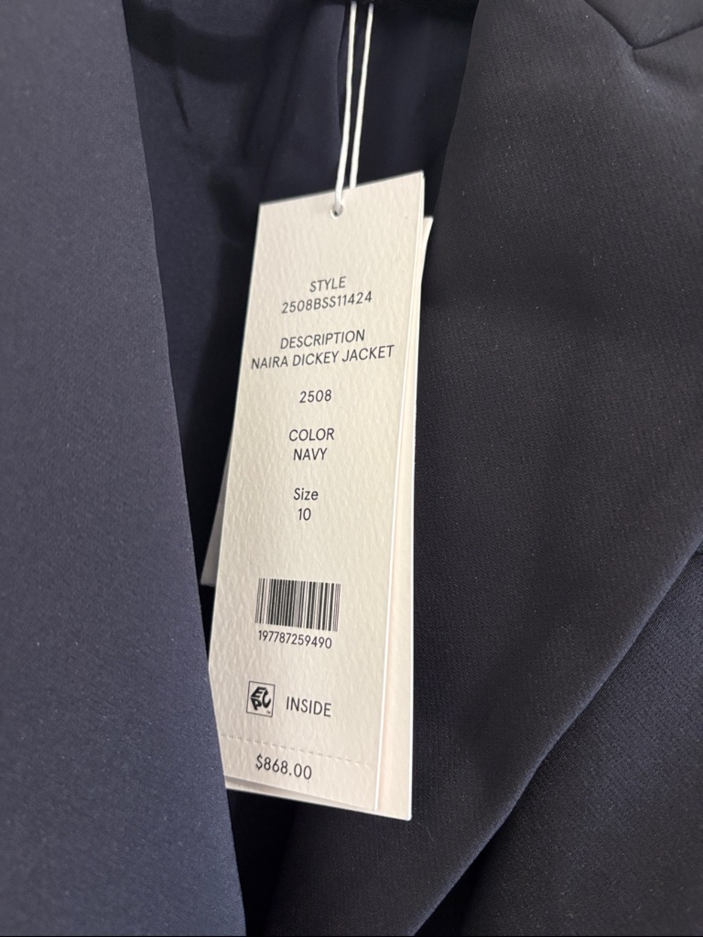 NWT Veronica beard NAIRA DICKEY JACKET in size 10, navy - Picture 2 of 6